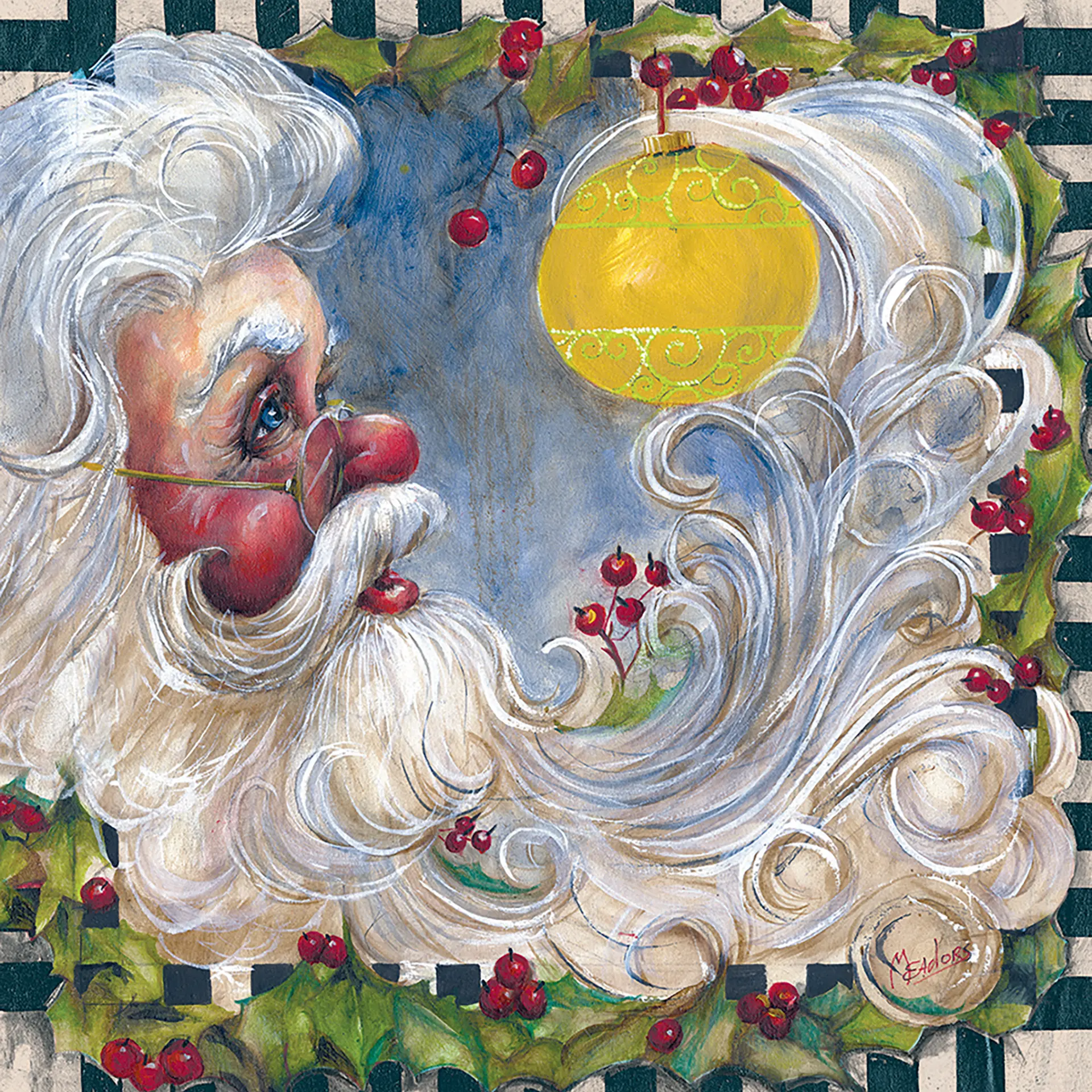 Kat's Christmas Gold — Oil on canvas, 12" × 12"