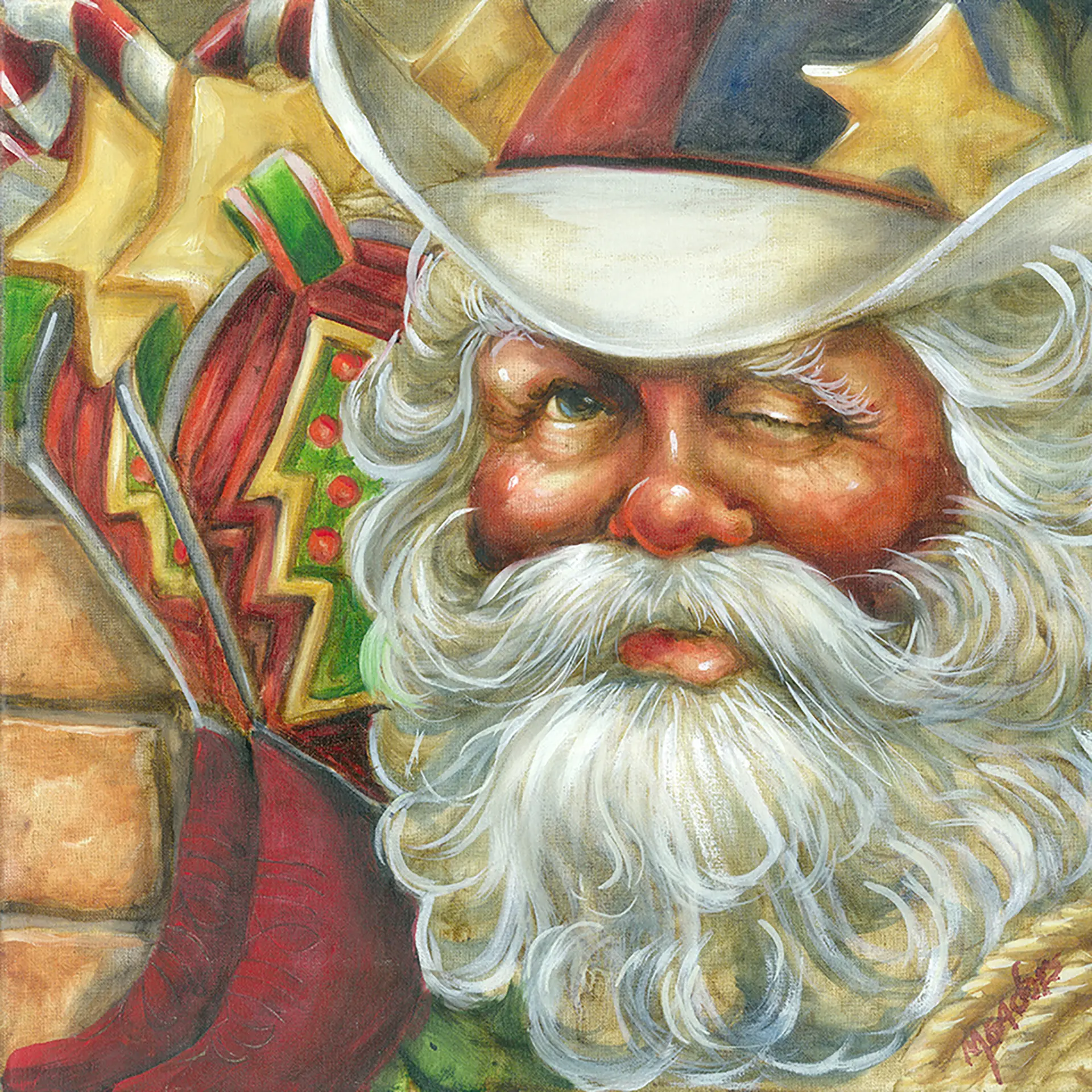 Texas Santa — Oil on canvas, 30" × 30"