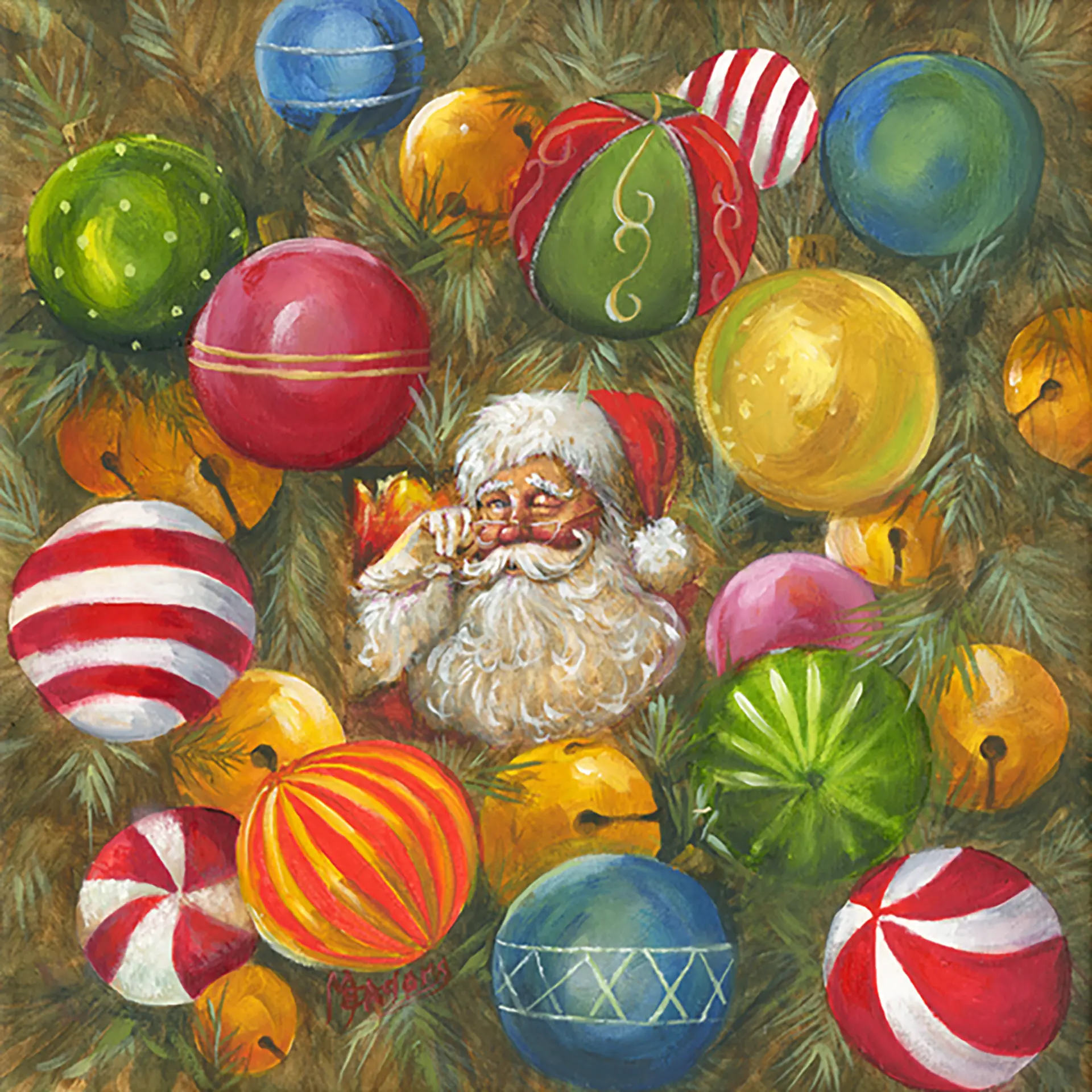Circle of Ornaments — Oil on canvas, 12" × 12"