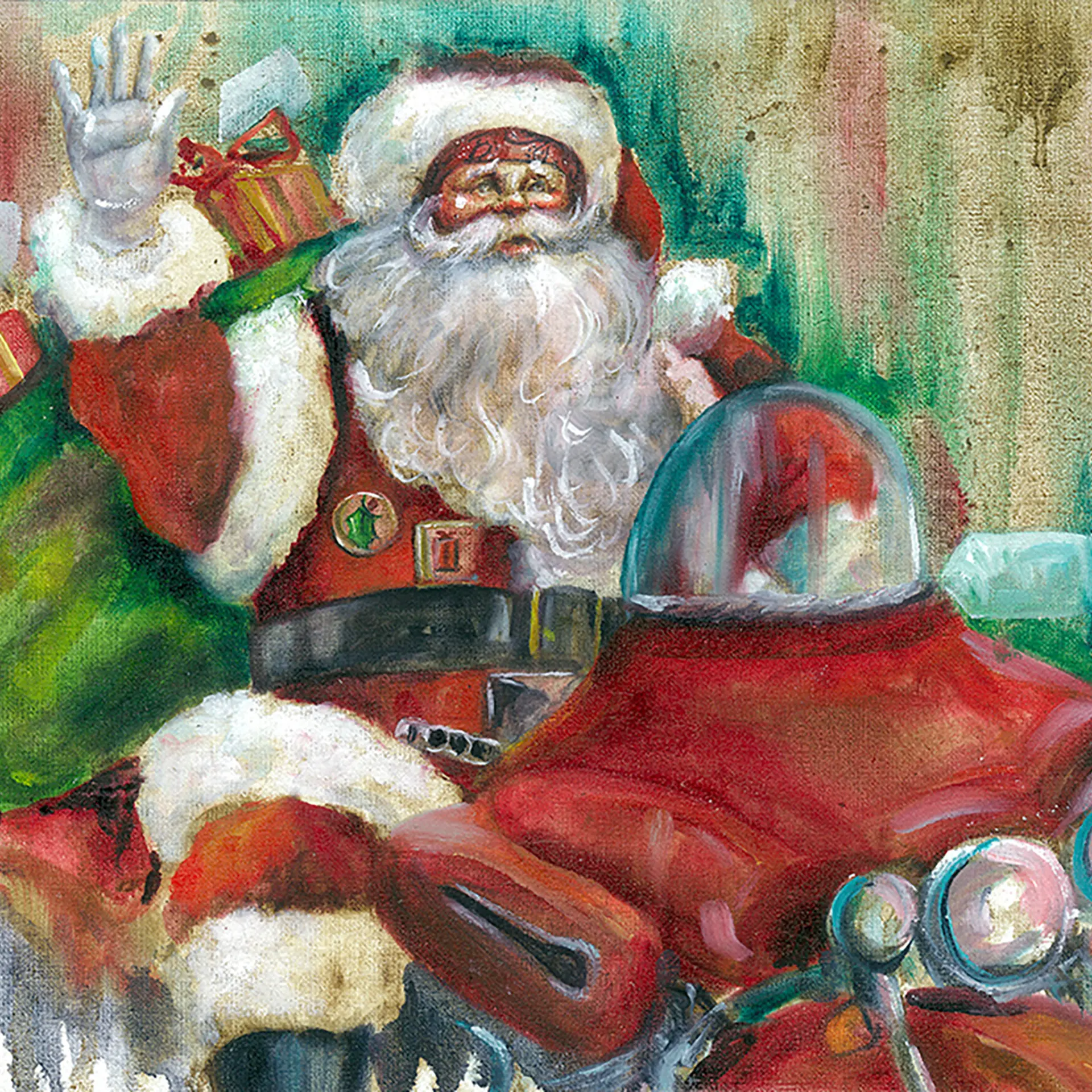 Harley Santa — Oil on canvas, 24" × 24"