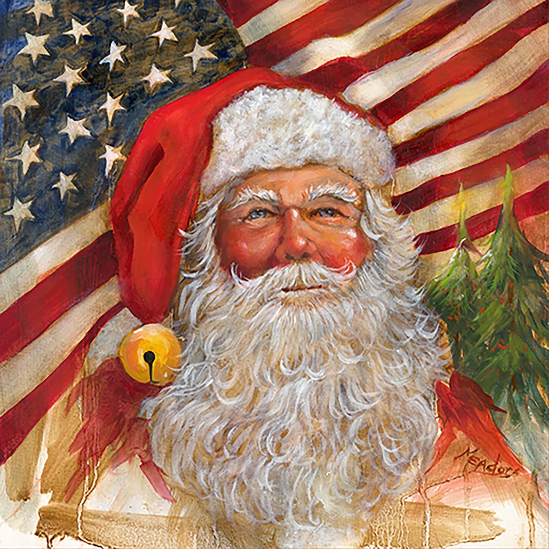 Patriotic Santa — Oil on canvas, 24" × 24"