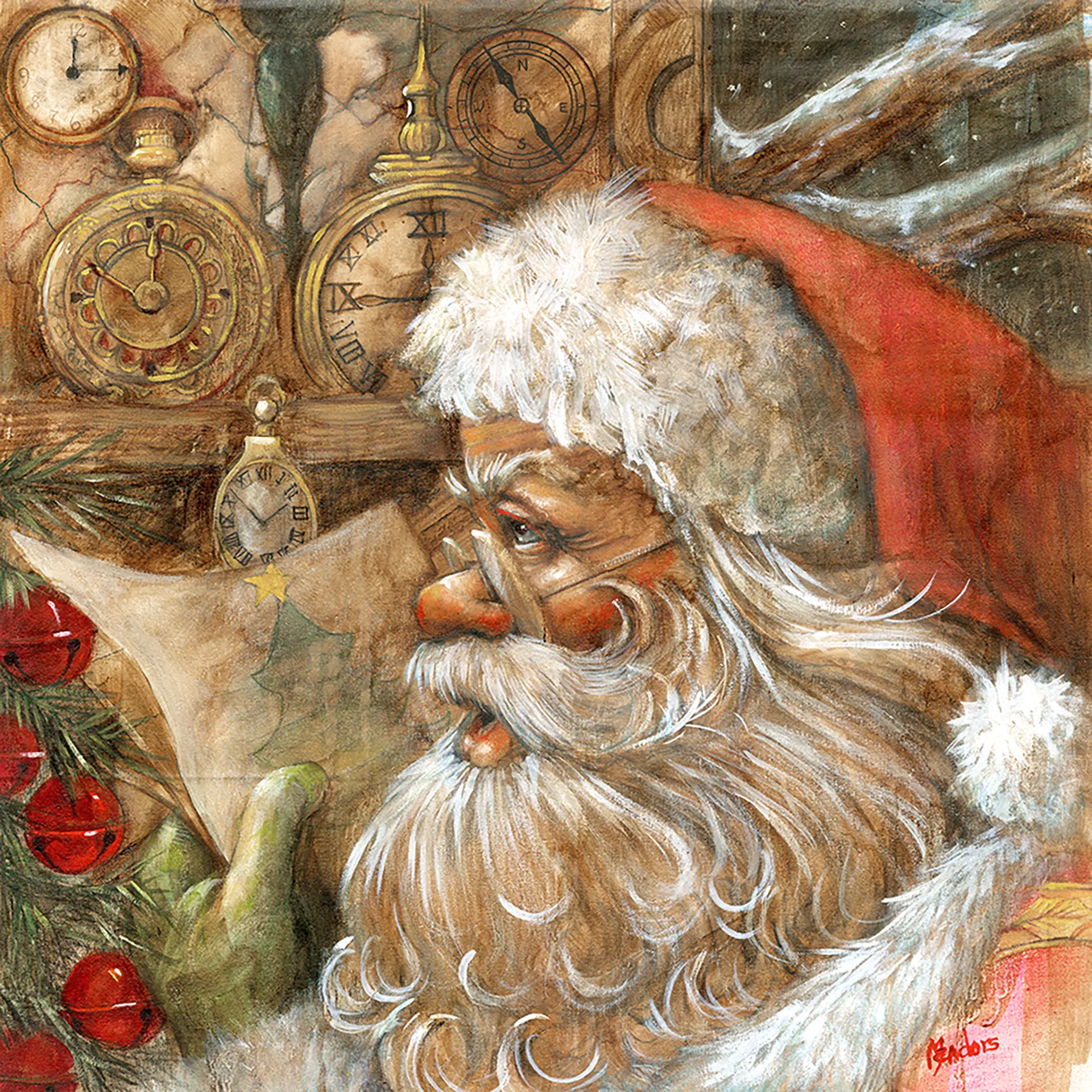 Santa Time — Oil on canvas, 24" × 24"