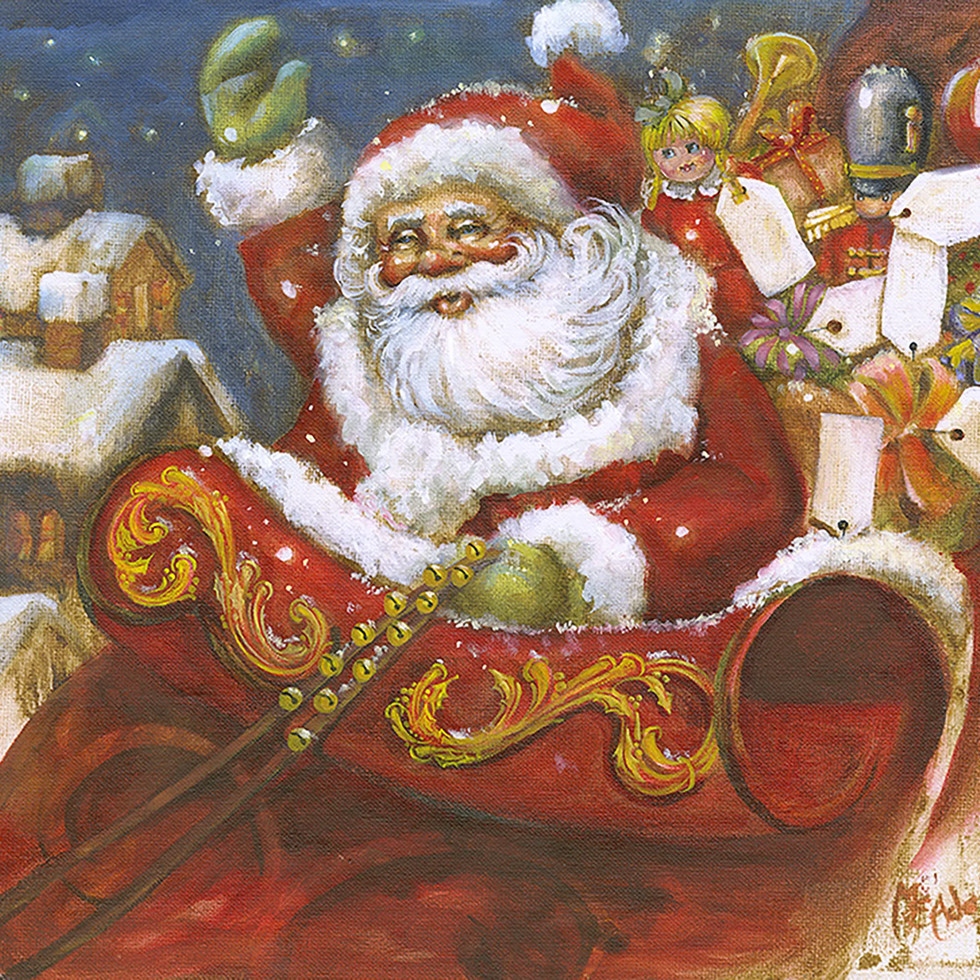 Christmas Eve Flight — Oil on canvas, 30" × 30"