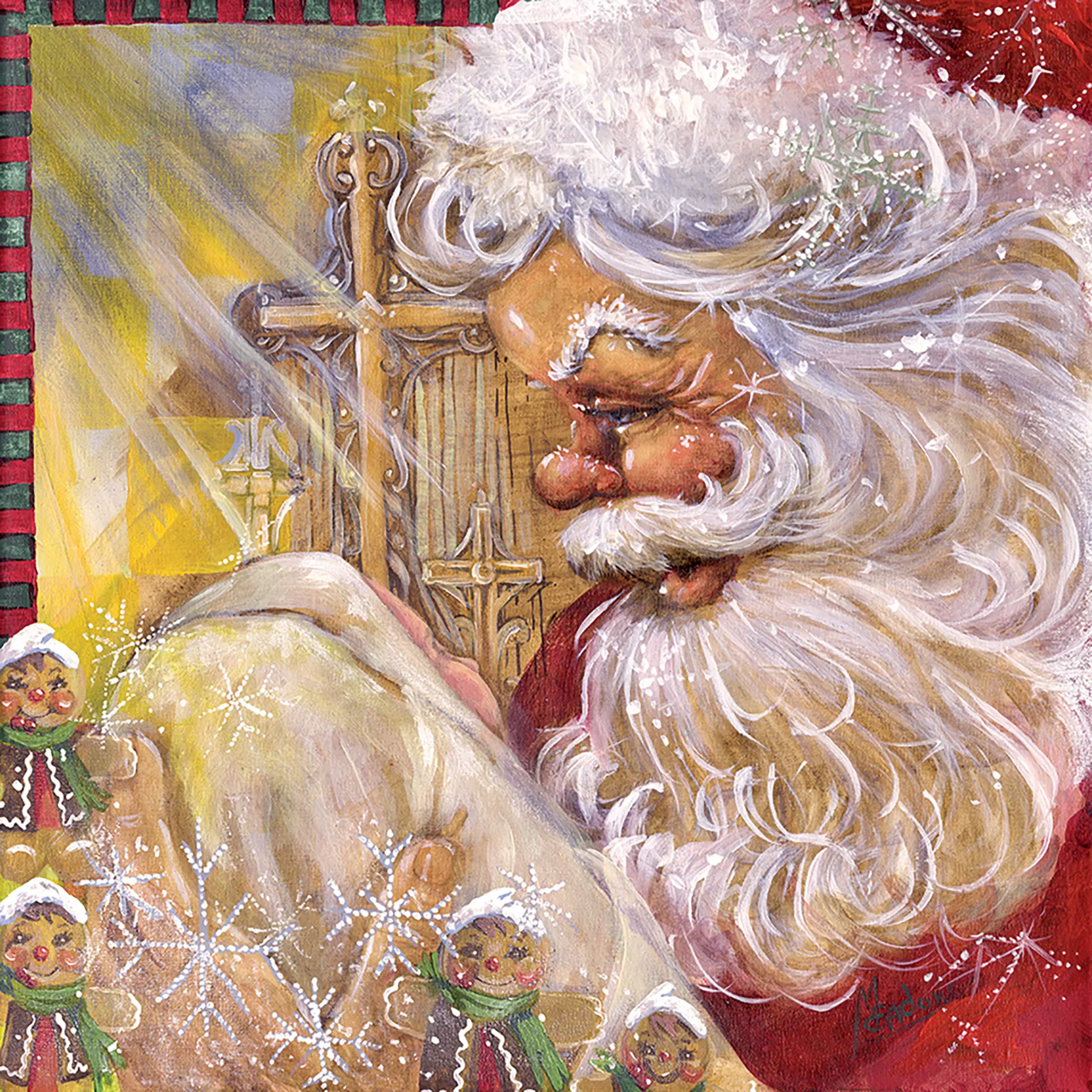 Santa Holding Baby — Oil on canvas, 30" × 30"