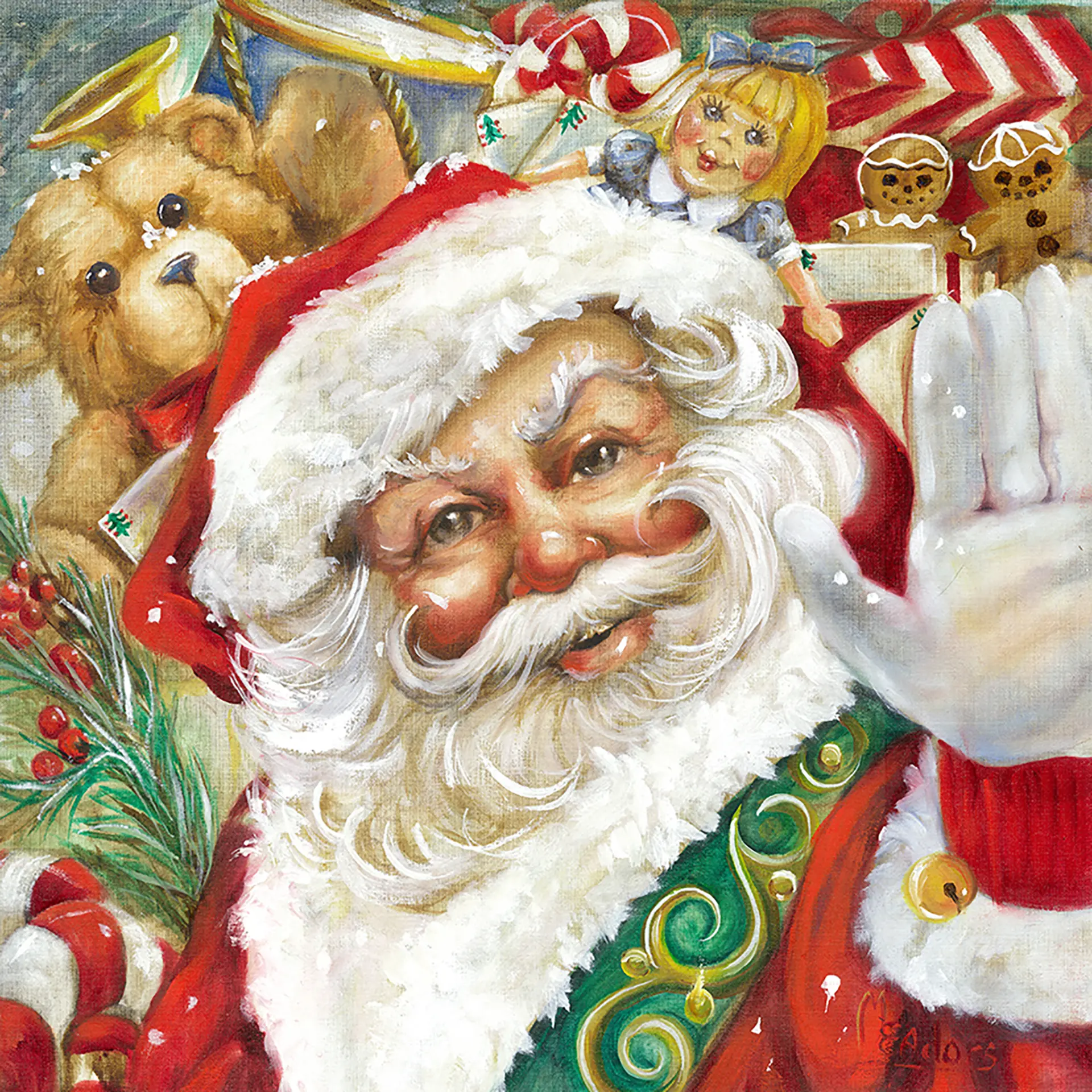 Macy Santa — Oil on canvas, 30" × 30"
